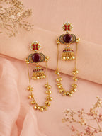 Aanura Gold Plated Stone Earrings with Brass