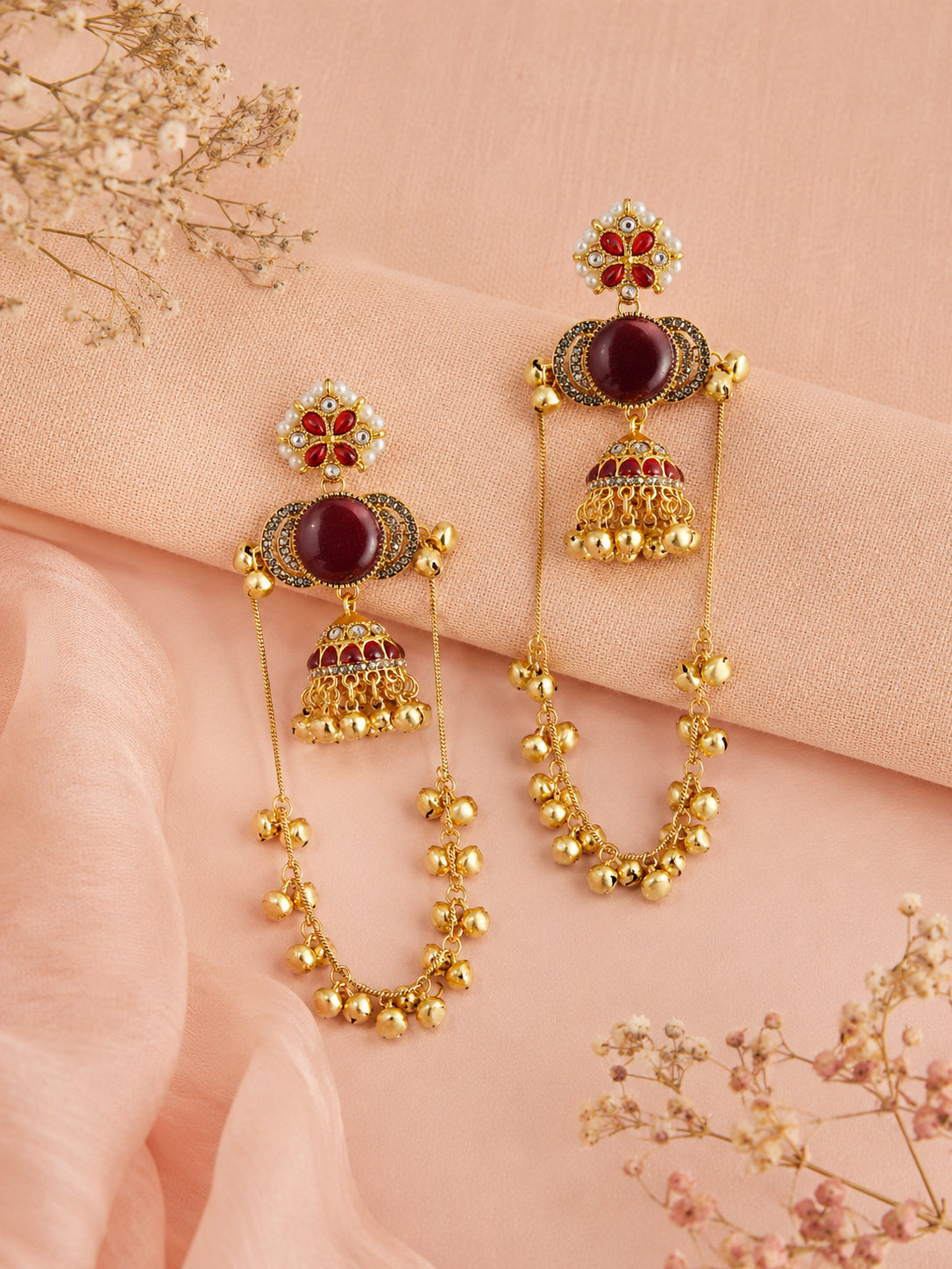 Aanura Gold Plated Stone Earrings with Brass