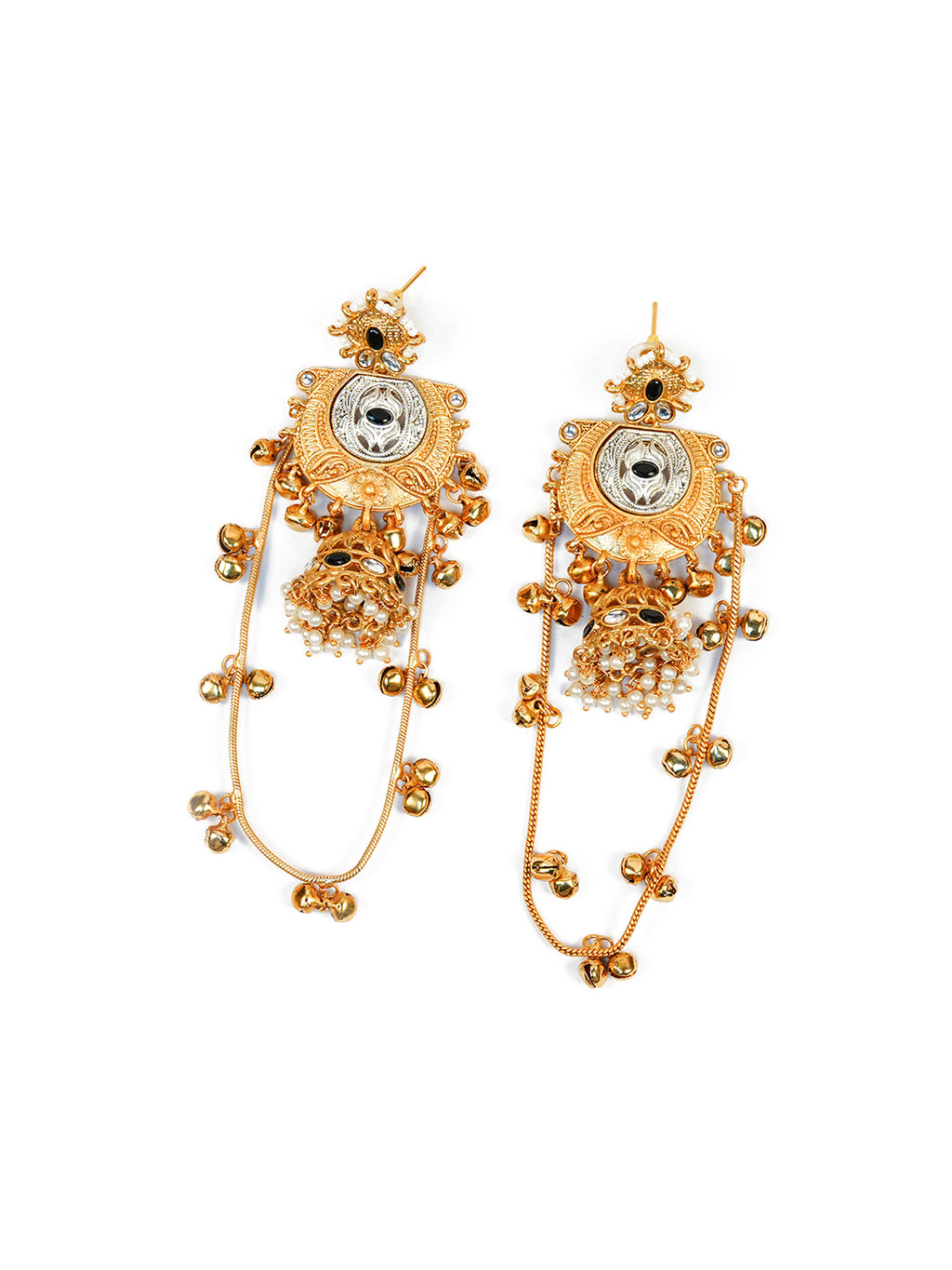 Aanura Gold Plated Temple Statement Earrings