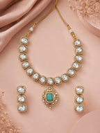 Aanura Kundan Necklace with Pink Stone Heritage Pendant