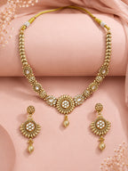 Aanura Gold Plated Sunburst Necklace Set