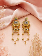 Aanura Gold Plated Temple Statement Earrings