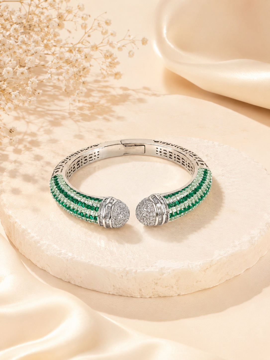 Aanura Emerald Crown Silver Bracelet