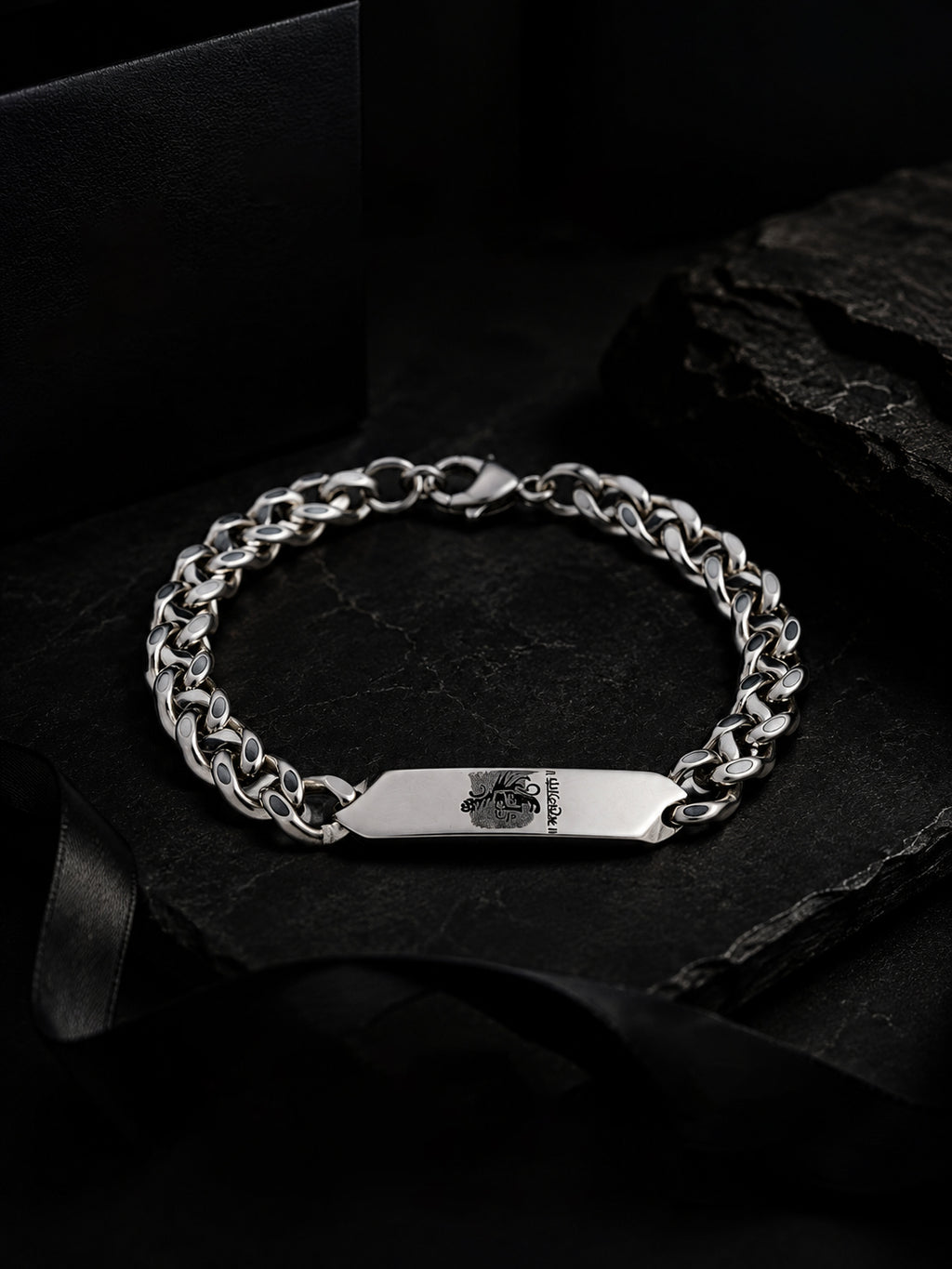 Rhodium Plating Anti Tarnish waterproof ID Plate Band
