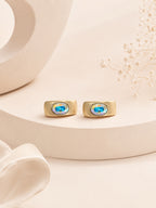 Oval Crystal Hoop Earrings in 18K Gold Plating