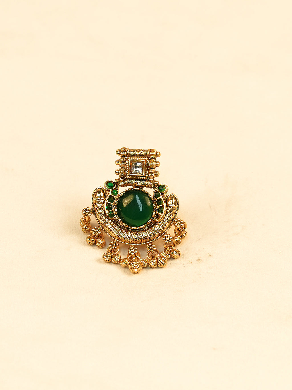 Aanura Ornate Crescent Adjustable Statement Ring