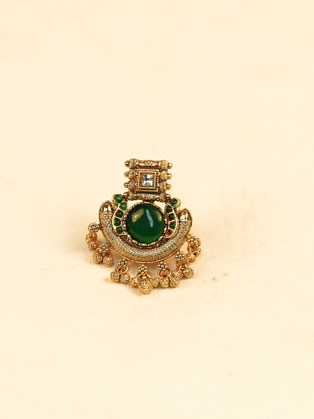 Aanura Ornate Crescent Adjustable Statement Ring