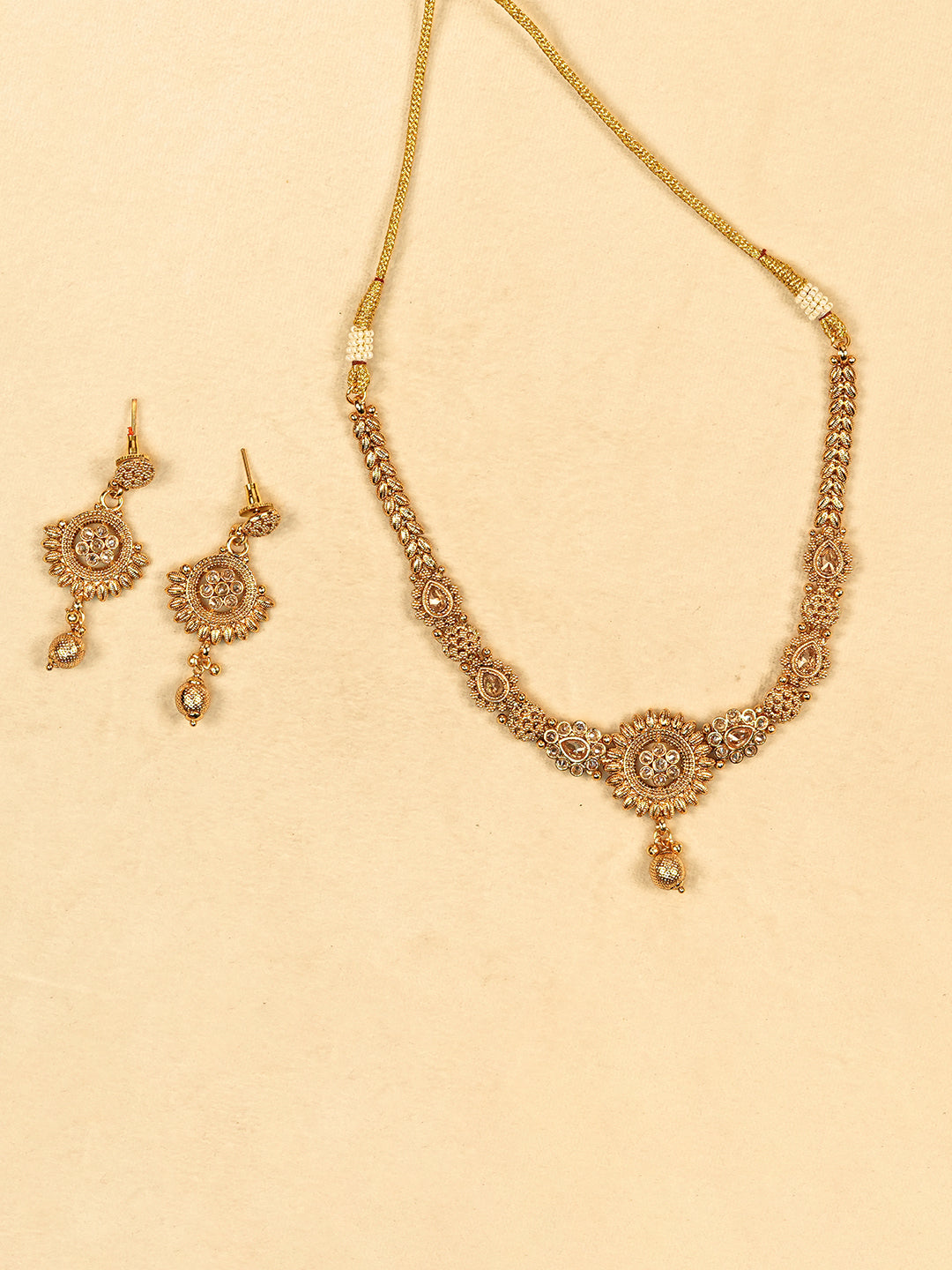 Aanura Gold Plated Sunburst Necklace Set