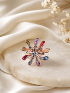 18K Gold Plated Floral Crystal Anti-Tarnish Waterproof Ring