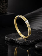 18K Gold & Rhodium Dual Wire Anti-Tarnish Waterproof Kada
