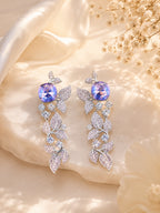 Aanura Blue Sapphire Leaf Cascade Earrings