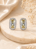 Aanura Yellow Cushion Halo Stud Earrings