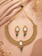 Aanura Antique Pearl Drop Kundan Choker Necklace Set