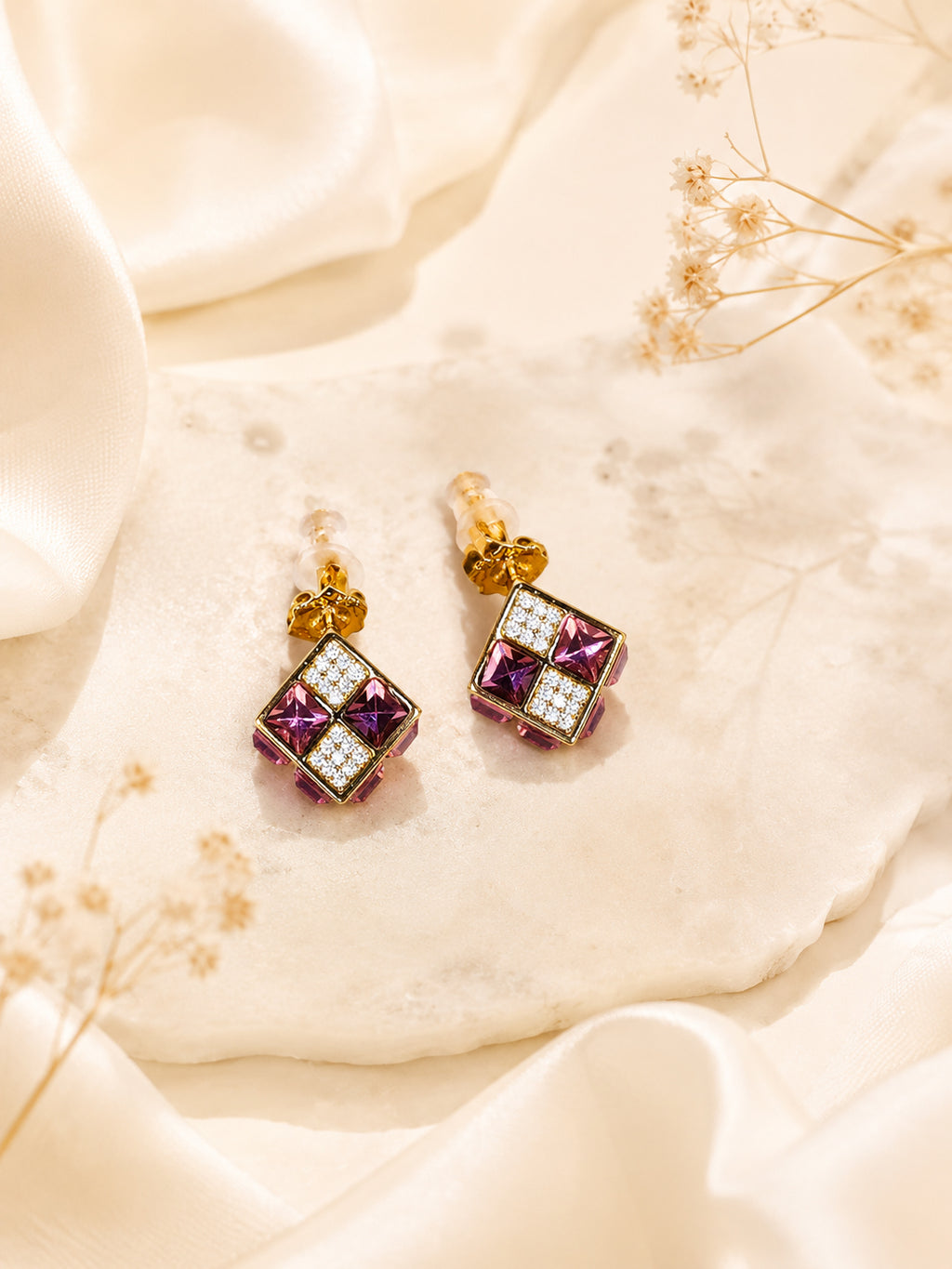 Aanura Gold Plated Cubic Crystal Earrings