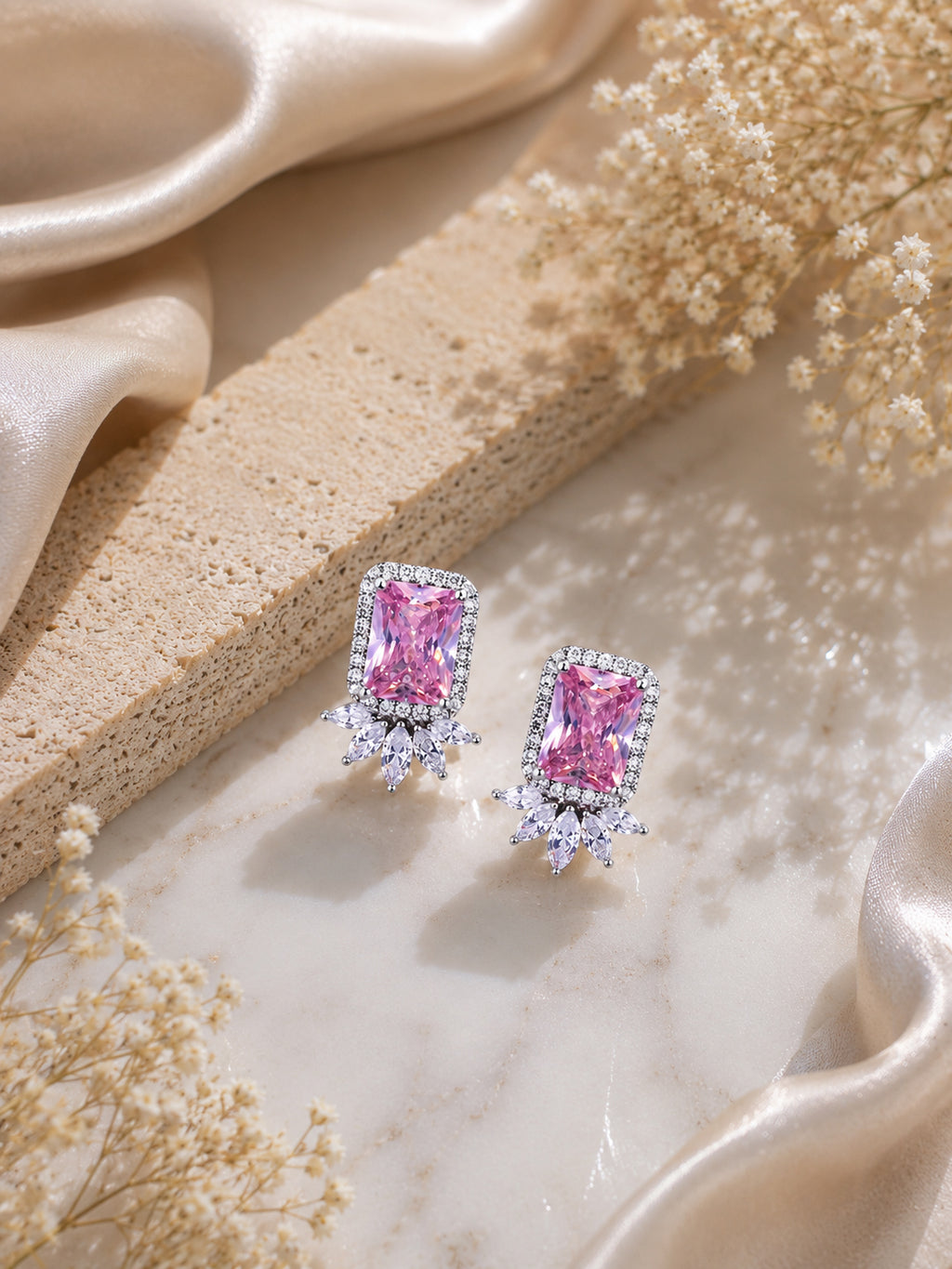 Aanura Yellow Cushion-Cut CZ Cluster Earrings