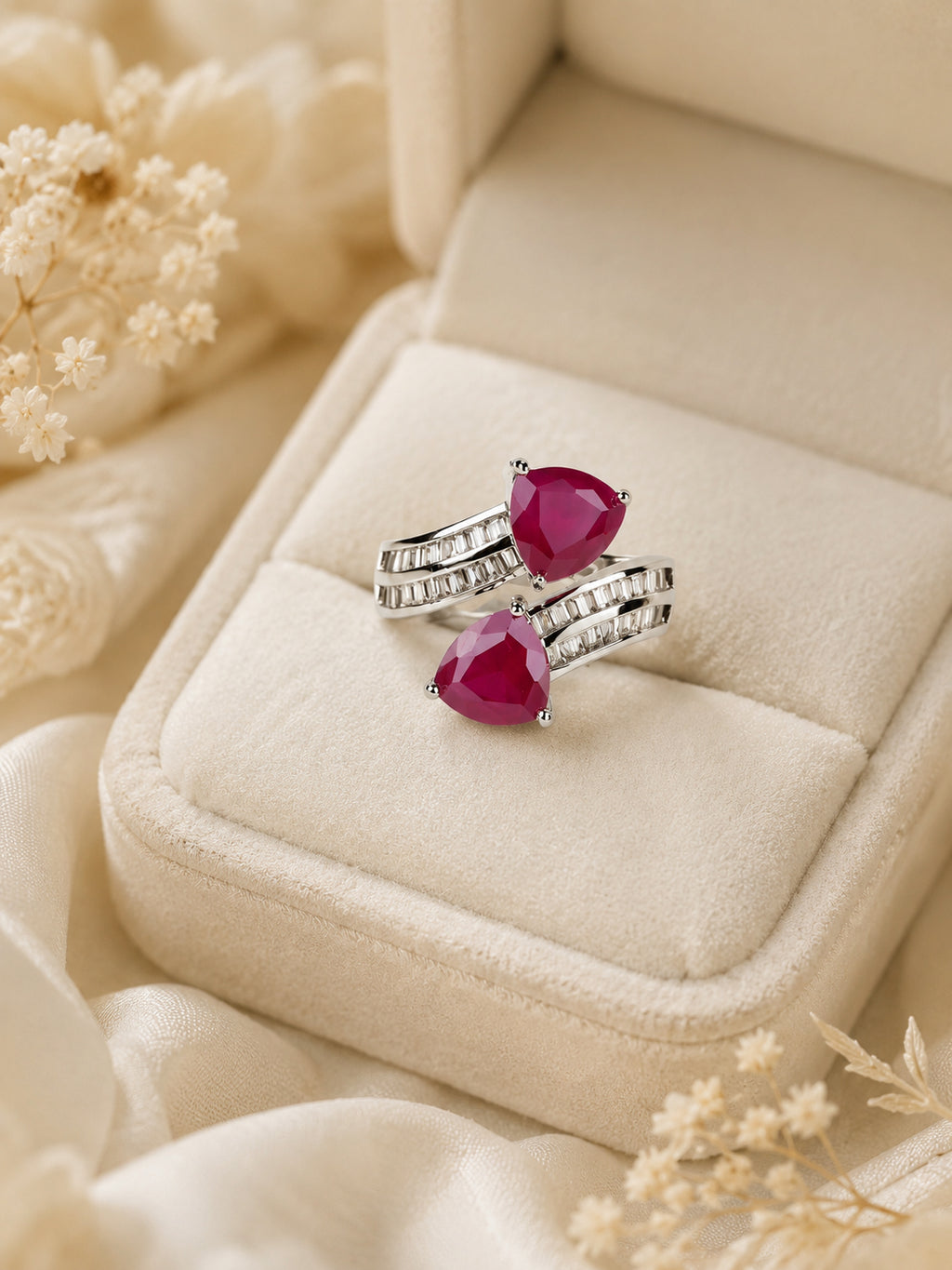 Rhodium Plated Radiant Gemstone Anti-Tarnish Waterproof Ring