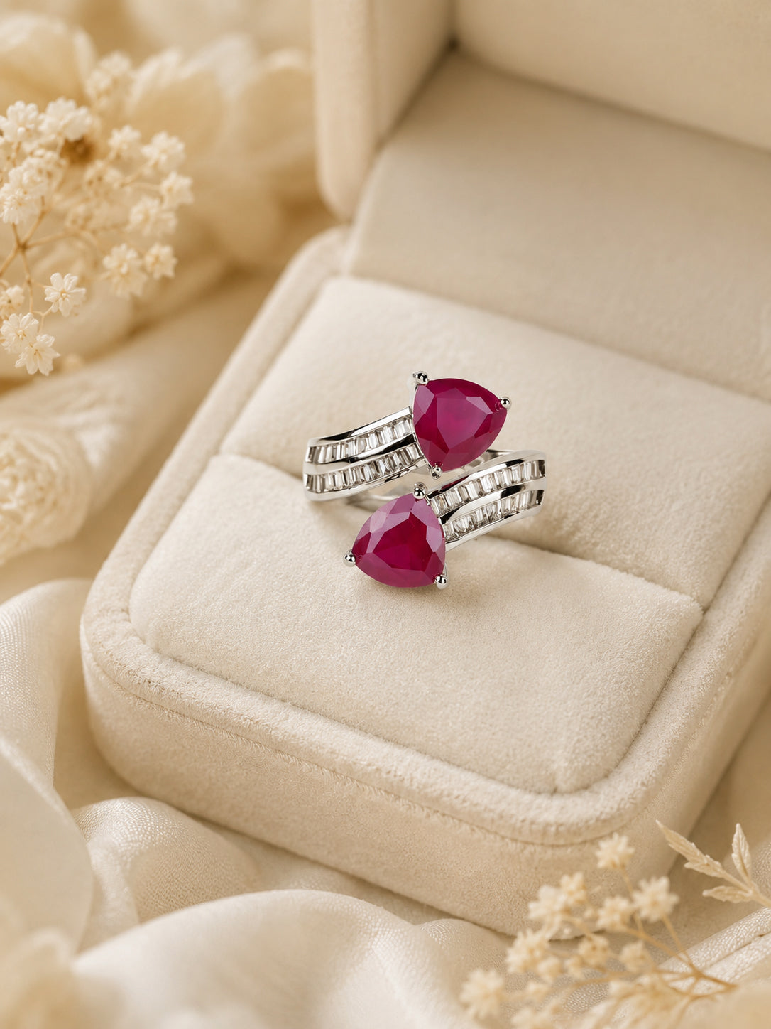 Rhodium Plated Radiant Gemstone Anti-Tarnish Waterproof Ring