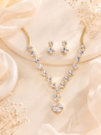 Aanura Clear Crystal Drop Necklace Set in Stainless Steel