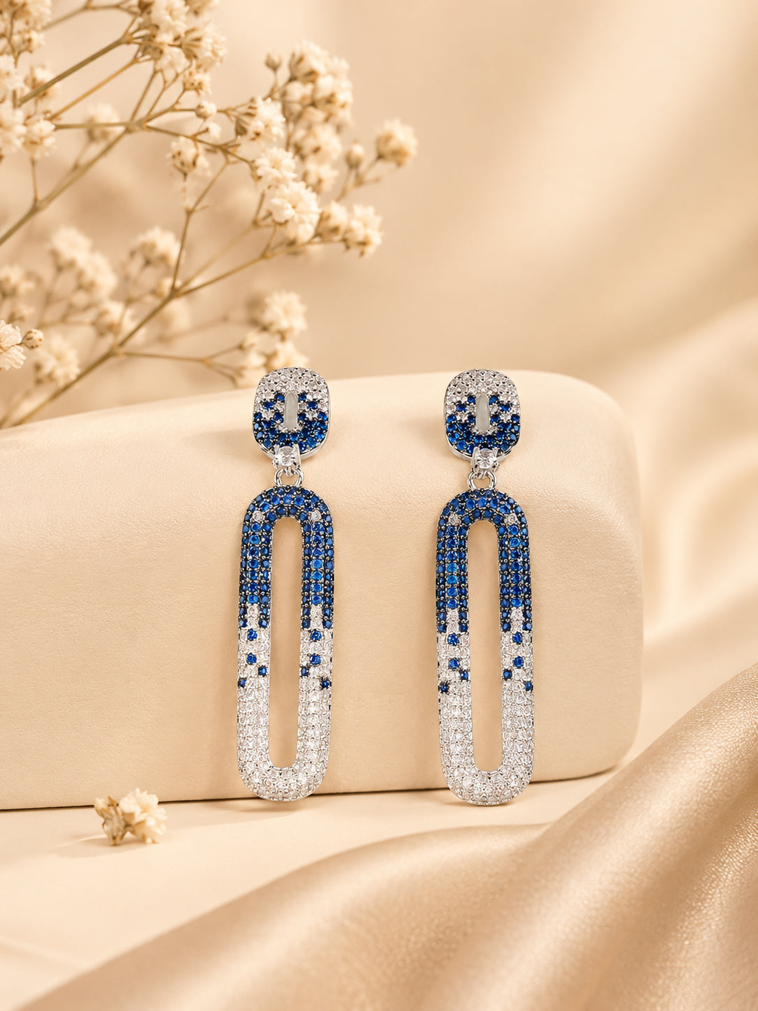 Aanura Blue & White Gradient Drop Earrings