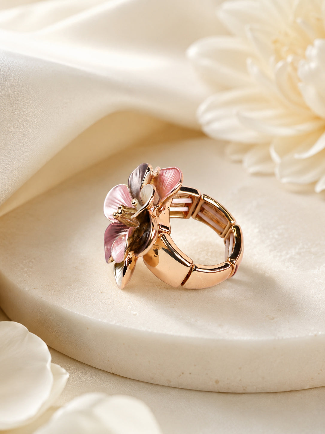 18K Gold Plated Flower Anti-Tarnish Waterproof Ring