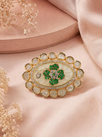 Aanura Gold-Plated Floral Oval Ring with Stones