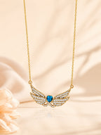 18K Gold Plated Blue Angel Wing Heart Necklace