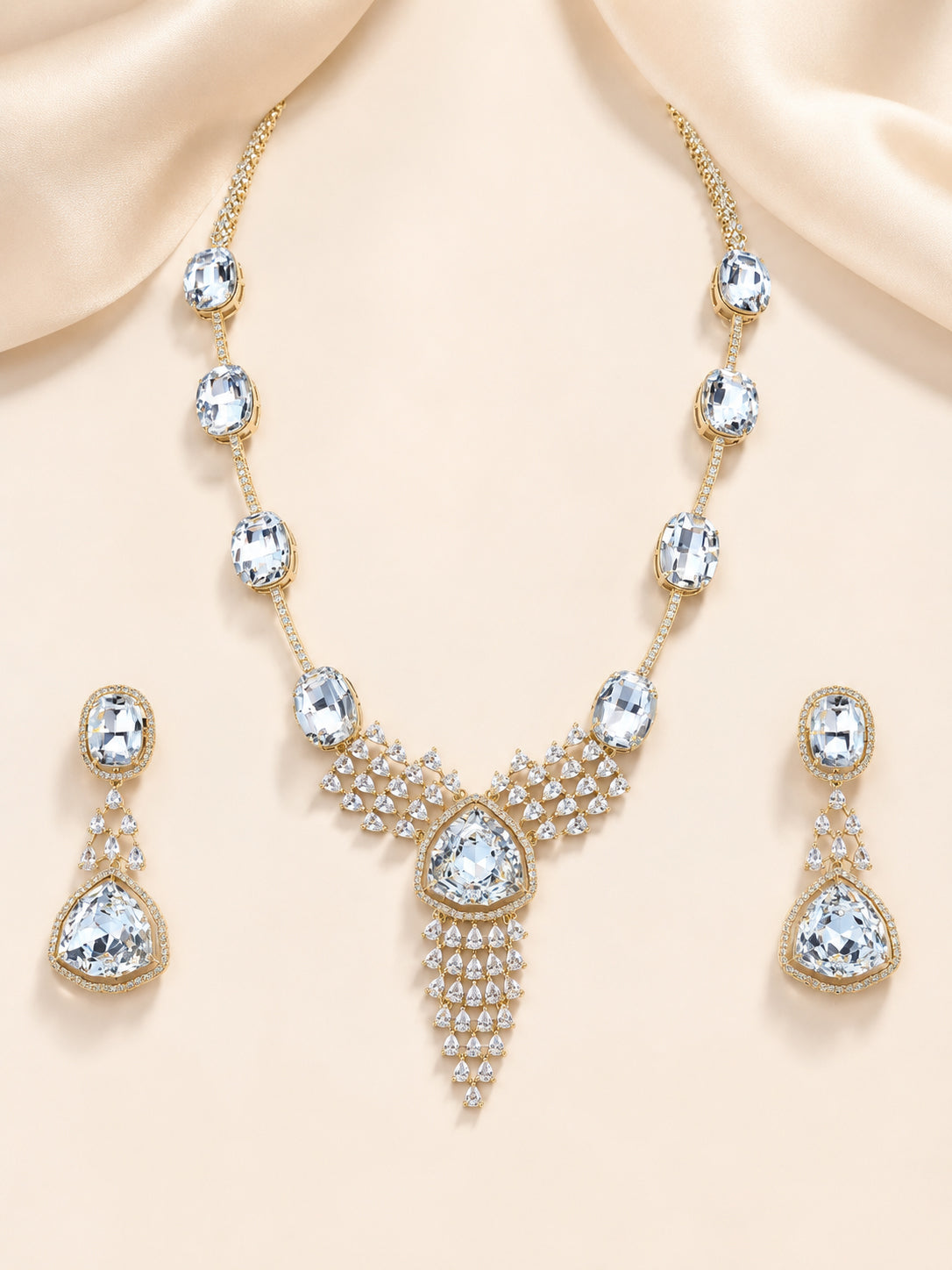 Aanura Ruby Red Geometric Necklace Set