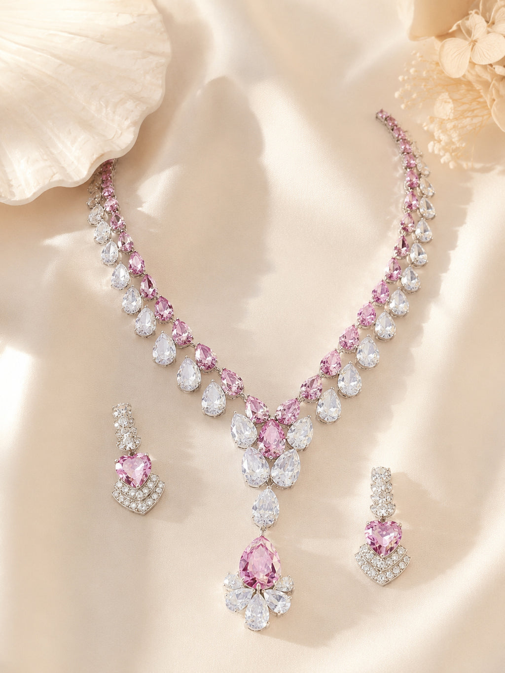 Aanura Majestic Yellow & White Drop Necklace Set