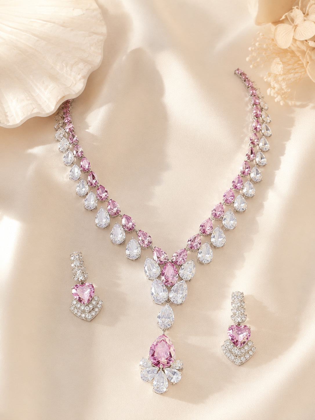 Aanura Majestic Yellow & White Drop Necklace Set
