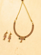 Aanura Gold Plated Layered Necklace & Earring Set