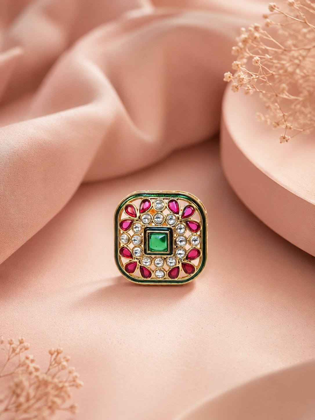 Aanura Ornate Square Adjustable Statement Ring