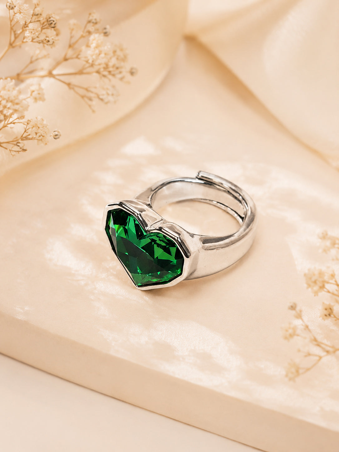 18K Gold Plated Heart Crystal Anti-Tarnish Waterproof Ring
