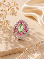 Rhodium Plated Iridescent Halo Anti-Tarnish Waterproof Ring