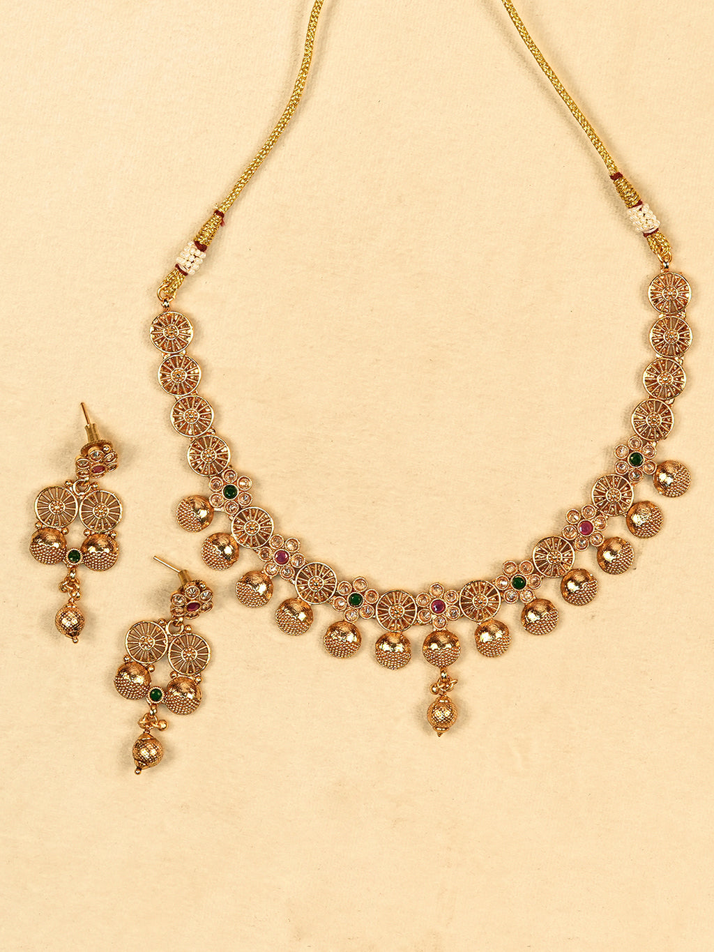 Aanura Gold Plated Heritage Disc Necklace Set