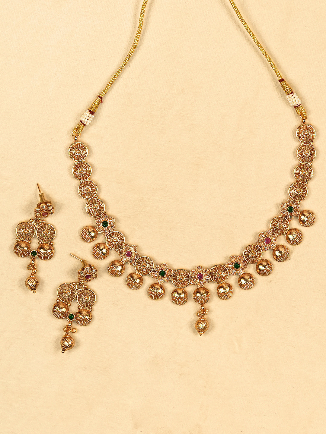 Aanura Gold Plated Heritage Disc Necklace Set