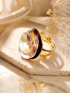 18K Gold Plated Pearl Swirl Anti-Tarnish Waterproof Ring