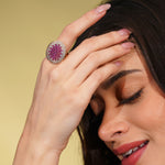 Aanura Oval Crystal Statement Ring for Women