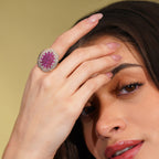 18K Gold Plated Oval Crystal Anti-Tarnish Waterproof Ring