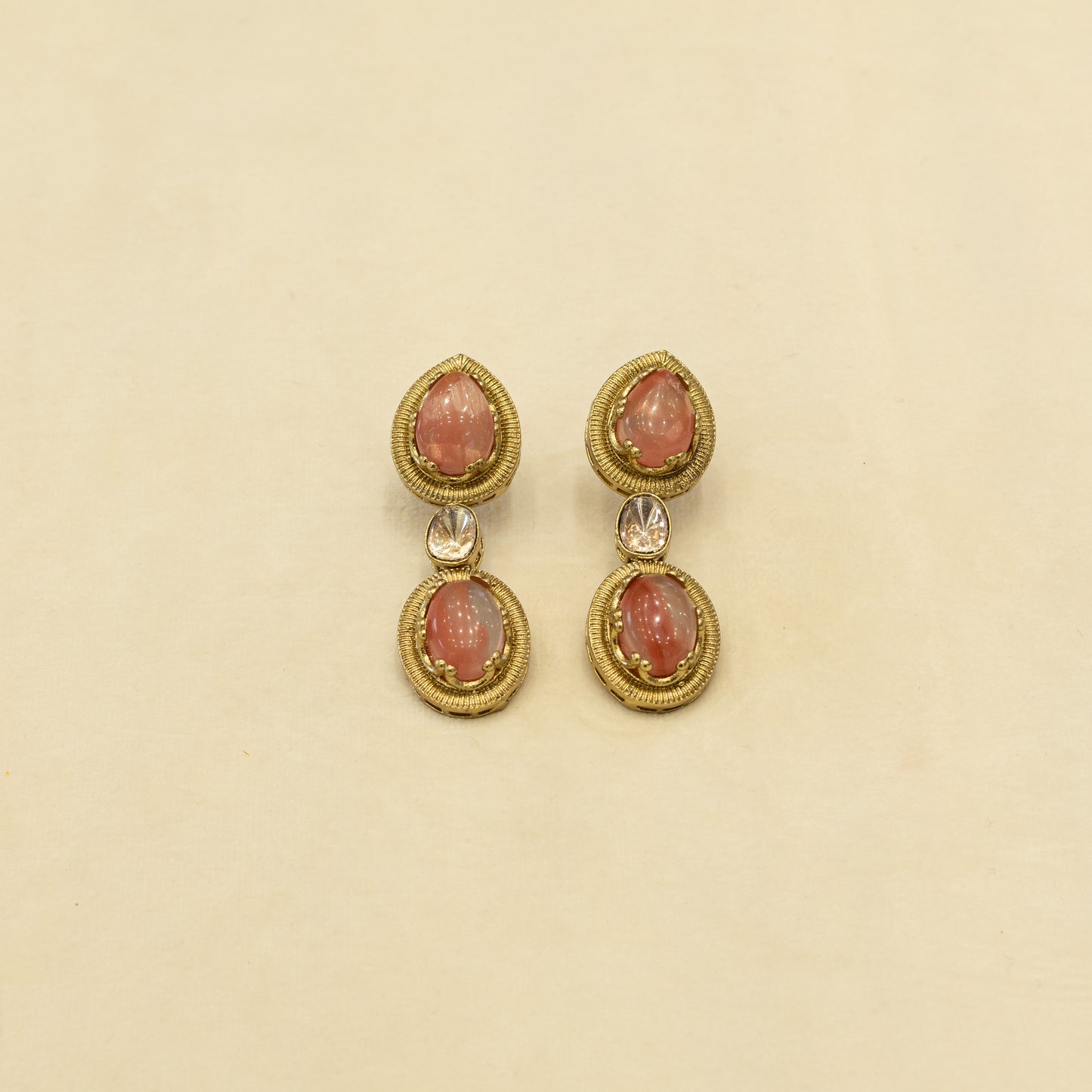 Aanura Red Stone Necklace & Earrings Set