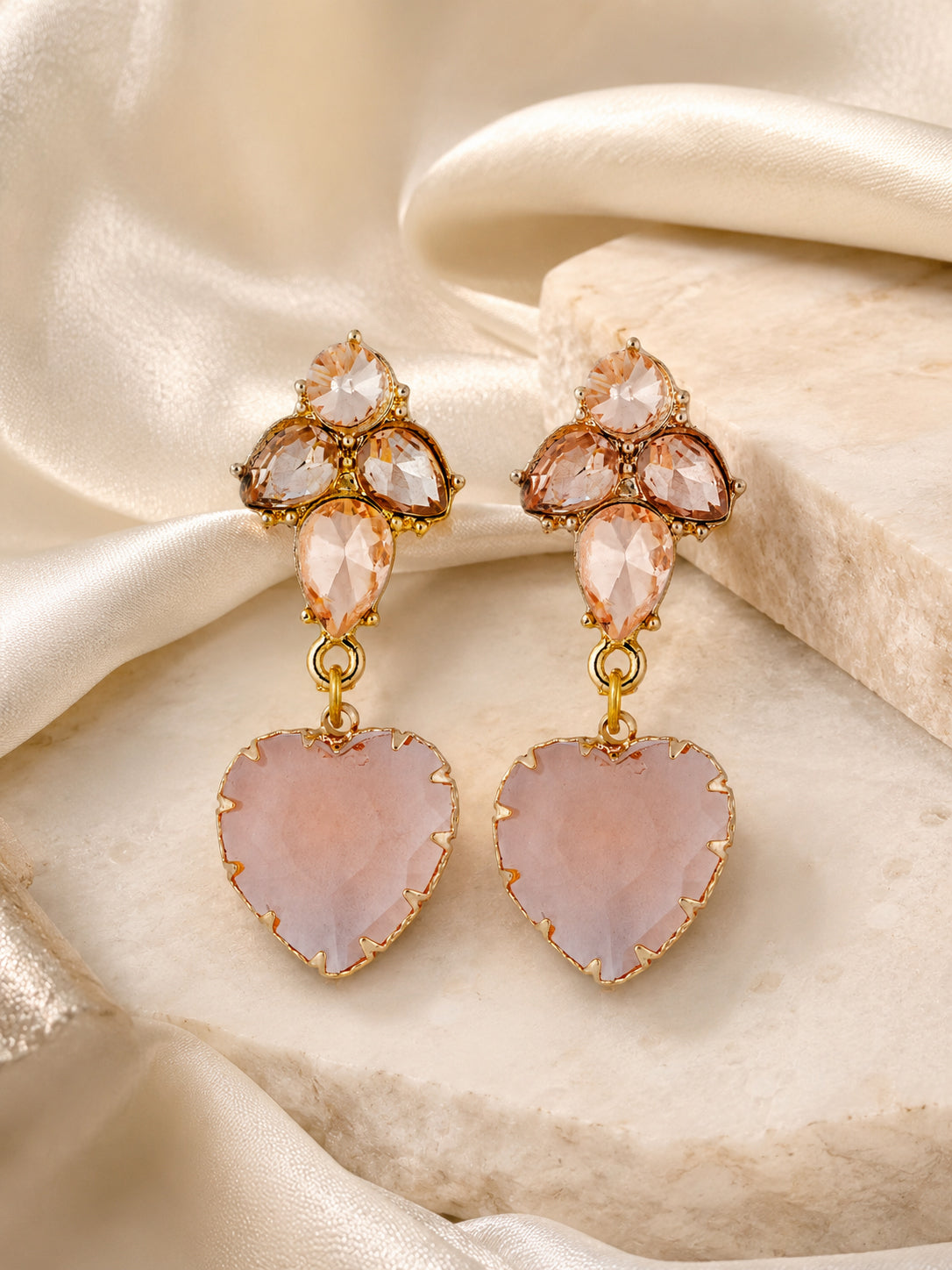 Aanura Black Heart Gemstone Drop Earrings