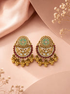 Aanura Gold-Plated Ruby Chandbali Ring