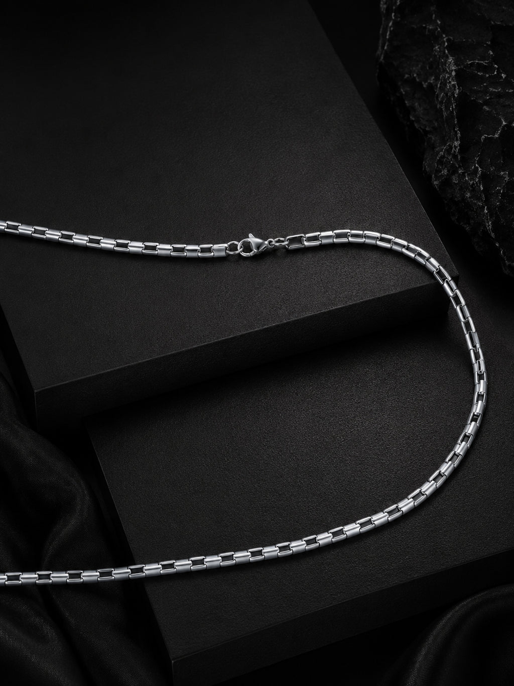 Rhodium Plating Waterproof Anti Tarnish Box Chain