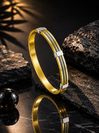 18K Gold & Rhodium Dual Wire Anti-Tarnish Waterproof Kada