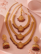 Aanura Gold-Plated Temple Necklace & Earrings Set