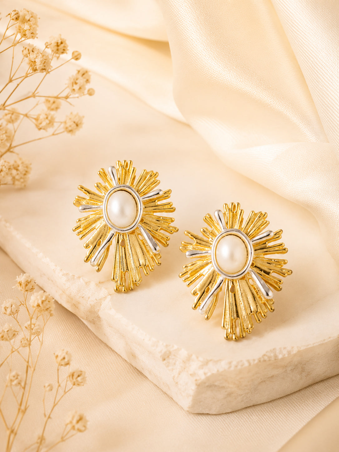 Aanura Radiant Sunburst Pearl Earrings