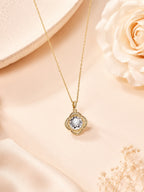 18K Gold Plated White Flower Halo Crystal Necklace
