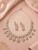 Aanura Lavender Drop Kundan Necklace Set with Earrings