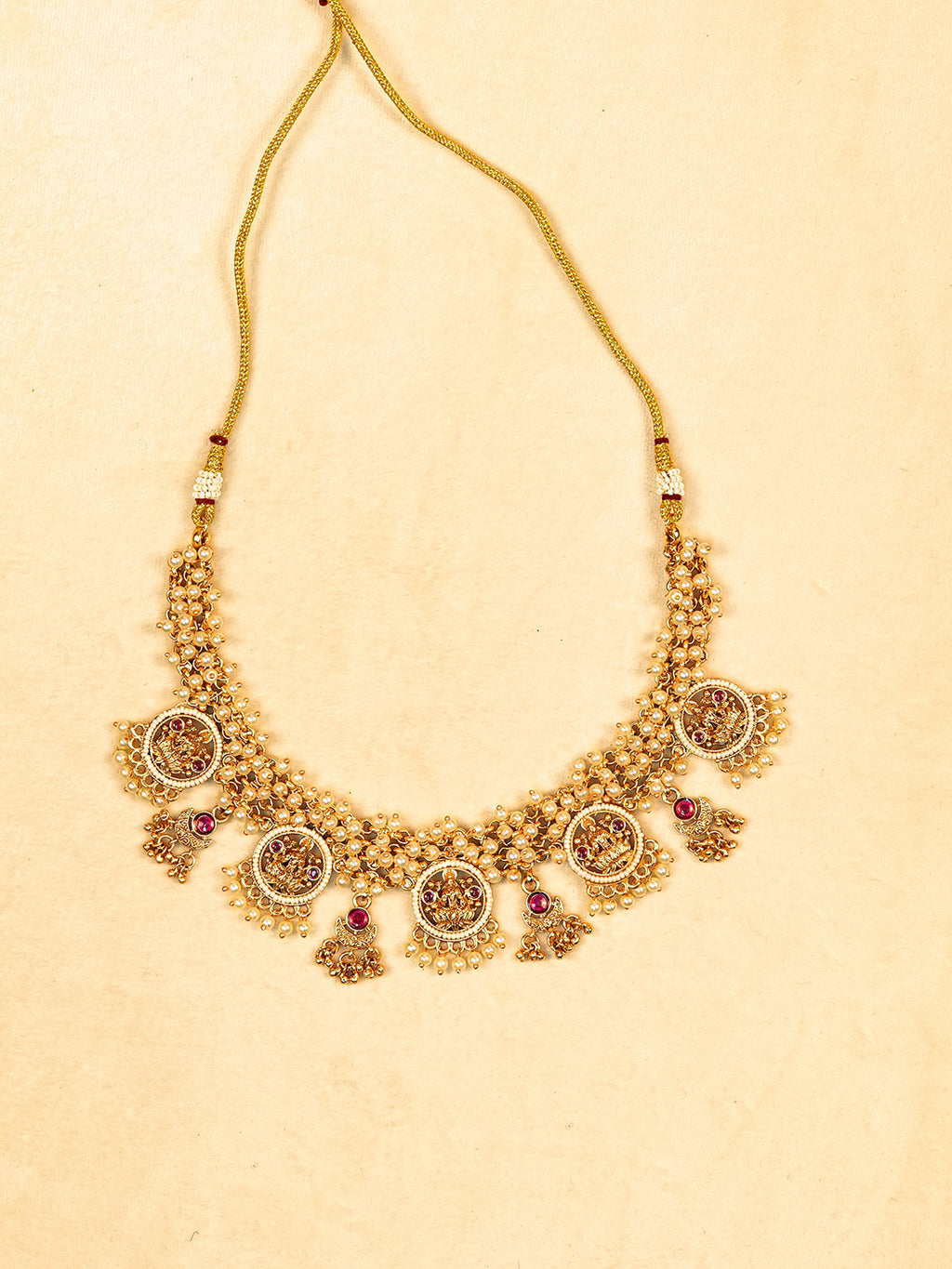 Aanura Traditional Necklace Set in Gold-Plated Finish