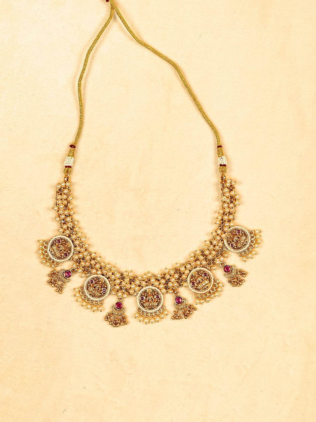 Aanura Traditional Necklace Set in Gold-Plated Finish