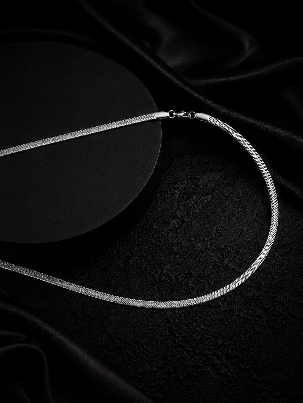 Rhodium plated Herringbone Anti-Tarnish Waterproof Chain